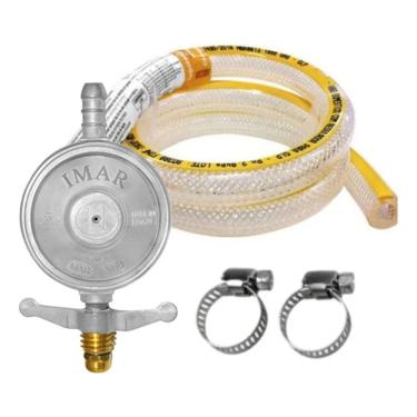 Imagem de 2X Registro Regulador De Gás Kit Com Mangueira E Abraçadeira