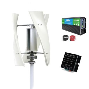 Imagem de 220v,HYZHANHONG Kit de Motor com 3 Lâminas para Gerador, Turbinas Eólicas de Energia para Casa e Camping, 12000W 12V 24V Turbinas Eólicas de Eixo Vertical (Com Inversor de 3000W)