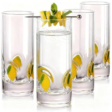 Imagem de ELERGIFTS 4 peças de copos de shot com ícones de limão - copos fofos de 85 g com base pesada para uísque, tequila, vodca, bebidas espirituosas e licores, gin - Ideal para bar, restaurante em casa