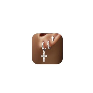 Imagem de Gelbesty Conjunto de 3 pares de brincos pendentes de ouro para mulheres, delicados, concha do mar, estrela do mar, brincos de argola para cartilagem de perfuração múltipla, banhado a 14 K, joias