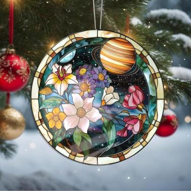 Imagem de Enfeites de Natal, flores de cristal, enfeites de árvore de Natal feitos à mão, decoração de carro e casa - presentes de Natal, decoração de artesanato em acrílico, ideias de troca de presentes para