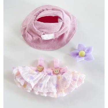 Imagem de Tznzxm 17cm Doll-Clothes-Outfit-Set, 6.7inch Dolls Outfit Set,- Puff Dress + Cute hat + Flower Hair Accessories Replacement Fashion Dress Up Suitable Clothes for 17cm Play & Display (No Doll) Pink