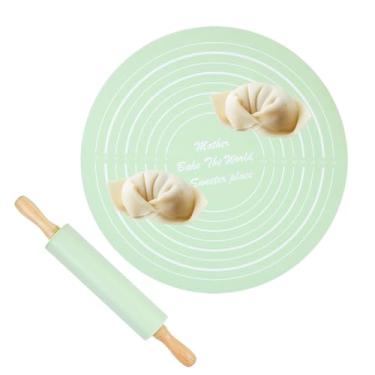 Imagem de Tapete de cozimento de silicone para rolo antiaderente, rolo com tapetes de silicone | Conjunto combinado de tapete de rolos | Kit combinado de esteira de pastelaria antiaderente para rolo de massa pa