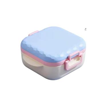 Imagem de Marmita Prática Organizadora com Divisórias, Rosa, 2 Potes Empilháveis, 20x11x4cm e 21x12x5.5cm, com Talheres Reutilizáveis, Livre de BPA, para Refeições