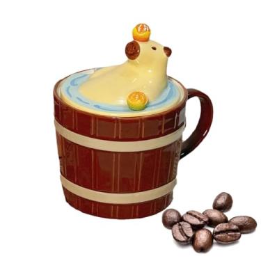 Imagem de Shakven Caneca de café do Capivara, caneca do Capivara - Xícara de café de cerâmica fofa capivara - Caneca de design animal engraçado capivara bonito dos desenhos animados, seguro para microondas,