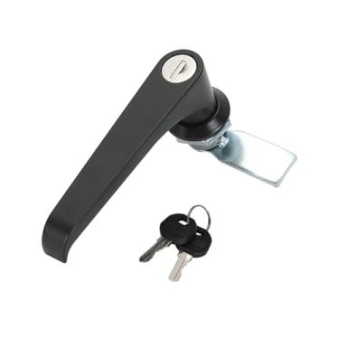 Imagem de Fechadura de porta de caixa de distribuição com chaves, fechadura de maçaneta de armário de liga de zinco, maçaneta de porta de bloqueio tipo L, para segurança de portas de reboque de armários de