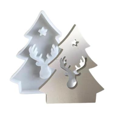 Imagem de Shakven Molde de árvore de Natal, molde de silicone para árvore de Natal | Molde de resina de silicone para castiçal - Moldes do ornamento do cimento, molde do castiçal do molde da argila concreta da