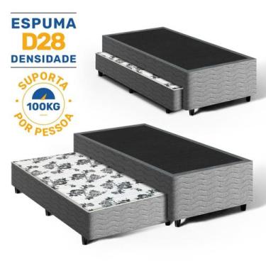 Imagem de Cama Box Com Auxiliar de Espuma Bicama Unique Solteiro 88 cm - Lucas C