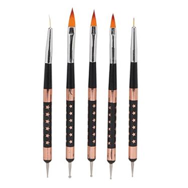 Imagem de Conjunto profissional de pincéis para arte em unhas, caneta de desenho de ponta dupla com cerdas de nylon para salão de beleza, uso doméstico, 5 peças de material ABS