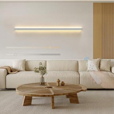 Imagem de GZZBMY Lâmpadas de Parede LED Interior Moderno Regulável Lâmpada de Parede com Controle Remoto Lâmpada de Corredor de Alumínio Iluminação de Parede Longa para Sala de Estar Quarto Escada Mesa de