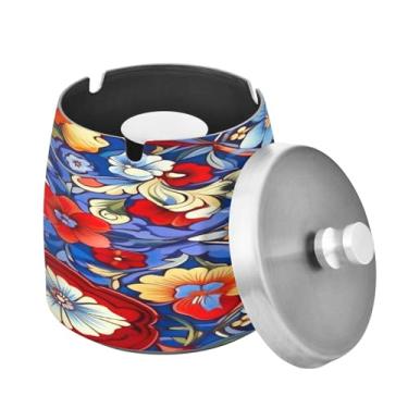 Imagem de Blueangle Cinzeiro mexicano de cerâmica com tampa para cigarros, à prova de vento/chuva, aço inoxidável, sem fumaça, inodoro, cinzeiro para uso interno ou externo (58)