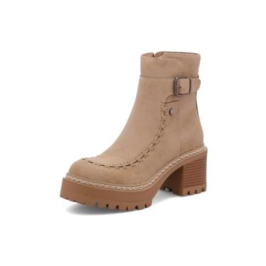 Imagem de MIA Bota feminina casual Toula Lug Sole tornozelo plataforma tornozelo salto médio 5-7,6 cm - bege, Bege, 40