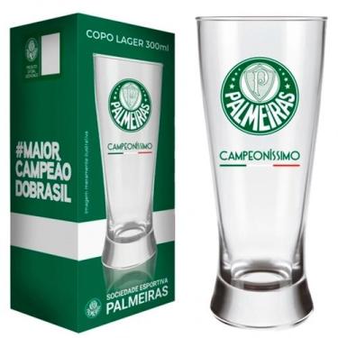 Imagem de Copo de Cerveja Grande Chopp Lager 300ml Time Palmeiras Vidro Resisten