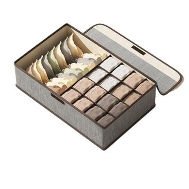 Imagem de Divisórias de organizador de armazenamento à prova de poeira com tampa de poeira para roupa interior/meias/calcinha multiuso(2,CINZA)