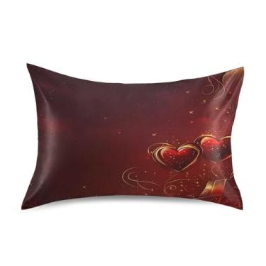 Imagem de SEHANY Capas de almofada de seda para cabelo e pele para o Dia dos Namorados, capas de almofada de cetim respiráveis macias e refrescantes com fecho de envelope, tamanho king (50,8 x 101,6 cm)