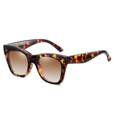 Imagem de Óculos de Sol Femininos Estilo Olho de Gato com Estampa de Leopardo Colorida e Degradê UV400, Rebites e Proteção Solar para Homens, Ideais para Esportes ao Ar Livre, Corrida e Ciclismo. Estampa de Leo