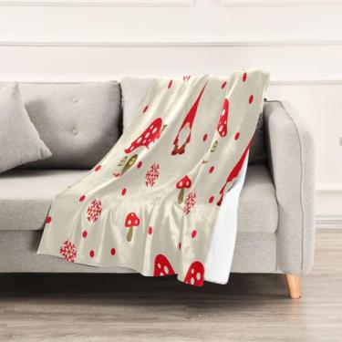 Imagem de Wassud Cobertores e mantas de Natal 152,4 x 228,6 cm, cobertor de gnomos e flocos de neve de Natal para sofá, cadeira, decoração de casa