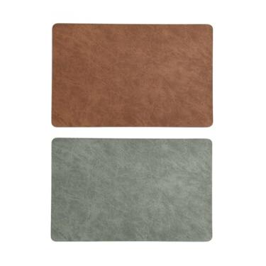 Imagem de Jogo Americano Couro Dupla Face 4 ou 6 Unidades — Mesa Posta Elegante Antiderrapante e Impermeável (MARROM,4 PEÇAS)