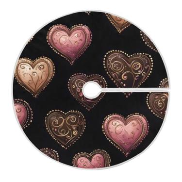 Imagem de Qilmy Saia de árvore de Natal coração amor dia dos namorados 90 cm, saia de camurça para árvore de Natal adequada para decoração de armário em ambientes internos e externos, festas, escritórios, lojas