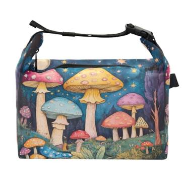 Imagem de STAYTOP Lancheira colorida de cogumelos com fivela de alça, lancheira isolada para meninos e meninas, lancheira térmica para trabalho escolar