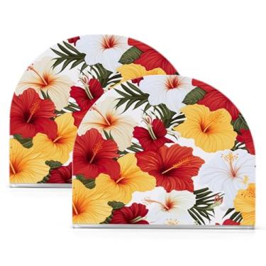 Imagem de Wassud Porta-guardanapos de acrílico de flor vermelha e amarela, dispensador de guardanapo de papel moderno em forma de U para mesa, cozinha, sala de jantar, bancada 2 peças (comporta 50-60