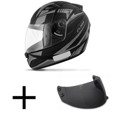 Imagem de Capacete Ebf New Spark Flash e Prata Fosco Mais Viseira Fumê-Masculino