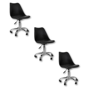 Imagem de Cadeira Office Base Cromada com Rodízio Giratória Saarinen - Oficial W