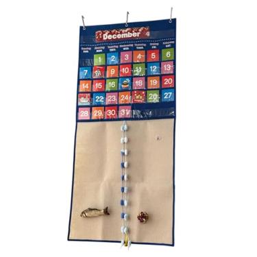 Imagem de Pawcratean Bloco arranhador grande para gatos com calendário e tabela de bolso para festivais com brinquedos de erva-dos-gatos e pingentes, tapete de brincar montado na parede/porta multifuncional