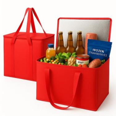 Imagem de Sacos de supermercado reutilizáveis isolados, pacote com 2 unidades, v