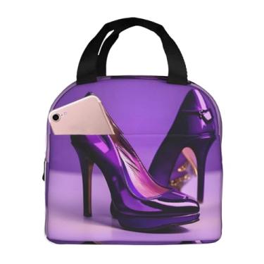 Imagem de SUHNGE Lancheira Elegante Roxa com Estampa de Batom Isolada Lancheira Rolltop Lancheira para Mulheres, Homens, Adultos e Adolescentes