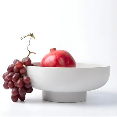 Imagem de Tigela de frutas de concreto de 30 cm para balcão de cozinha, decoração de mesa de café, tigela decorativa para chave, detalhes de decoração de casa, decoração de balcão de cozinha cinza