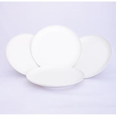 Imagem de Jogo 4 Pratos de Plástico Reutilizáveis e Empilháveis Pratos Resistentes para Churrasco e Dia a Dia (branco)