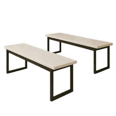 Imagem de Conjunto Bancos Estilo Industrial MDF e banco para área externa Estilo Minimalista para Casa, Cafeteria e Escritório(Off White/Preto)