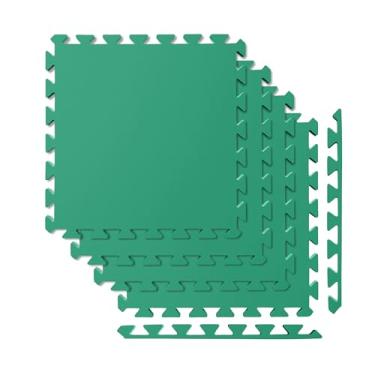 Imagem de SELLER Tapete de Encaixe em EVA – 4 peças 50×50 cm, 5mm espessura, superfície antiderrapante, modular tipo quebra-cabeça, com bordas, piso infantil, academia, brinquedoteca, proteção contra impacto e conforto (Verde)