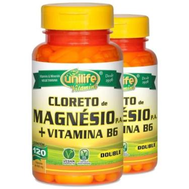 Imagem de Kit com 2 Frascos de Cloreto de Magnésio P.A. Unilife 120 capsulas + Vitamina B6