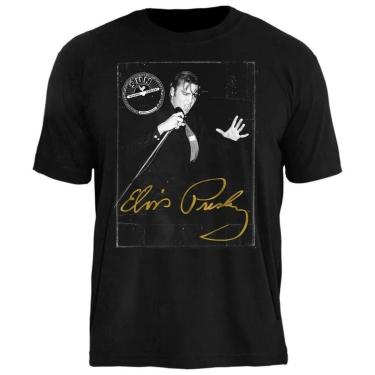 Imagem de Camiseta Elvis Presley Stamp Unissex em Algodão Manga Curta-Unissex