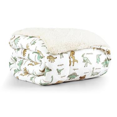 Imagem de Coberdrom Solteiro Tutti Kids Manta 100g Dupla Face Flannel E Sherpa 01 Peça 100% Poliéster - Dino World