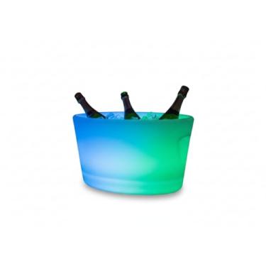 Imagem de Champanheira Oval com LED RGB Parede Dupla – Polietileno Resistente – Iluminação Personalizada com Controle Remoto – Mantém Bebidas Geladas – Ideal para Festas, Eventos e Decoração