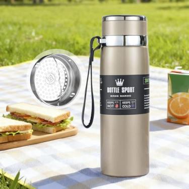 Imagem de Garrafa térmica de café e chá de 945 g 24 horas - isolada a vácuo, sem BPA, design de boca larga, fácil de limpar - dourada