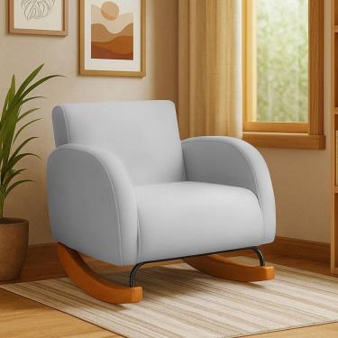 Imagem de Poltrona Com Base Balanço Em Tecido Veludo Cindy – Lucadi prata