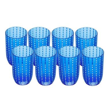 Imagem de Jogo 8 Copo Alto De Acrílico Orquídea Azul Para água Suco 450ml Wolff