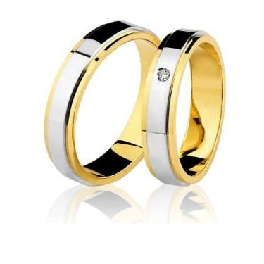 Imagem de Alianças Noivado Casamento Casal ParTradicional Anatômicas Ouro 18 Kil