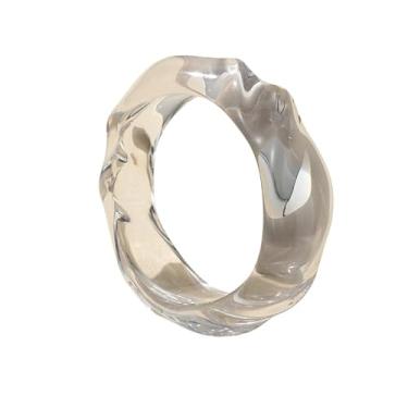 Imagem de MMIUAEG Pulseira feminina de resina com design ondulado transparente boho colorido para mulheres irregular geométrica pulseira de declaração para férias, One Size, Acrílico, Sem Pedra Preciosa