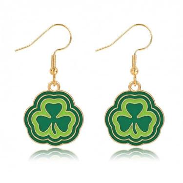 Imagem de Brincos de trevo do dia de São Patrício esmaltado, trevo verde irlandês, brincos de Dia de São Patrício, berloque, brinco de Dia de São Patrício, para mulheres, presente de joias de Dia de São