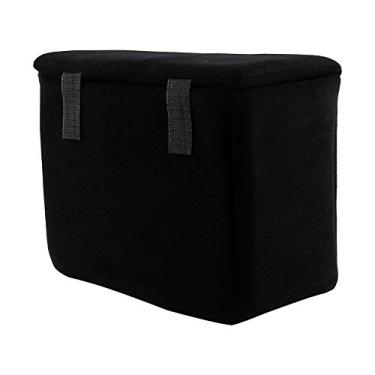 Imagem de Cryfokt Bolsa Protetora Acolchoada para Partição Interna da Câmera DSLR para Fotografia de Viagem à Prova de Choque, Feita de Nylon + Veludo, Preto/azul Escuro/laranja, 9,4" X 4,7" X 7" para (Preto)