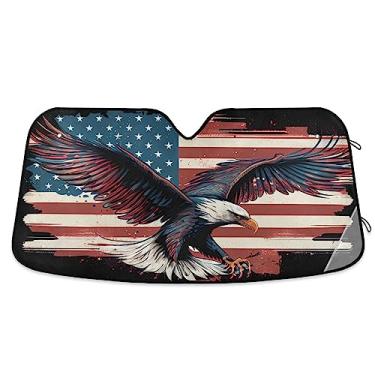 Imagem de Para-brisa de carro com bandeira americana, para-sol para janela de carro, proteção UV persiana dobrável para janela de carro, acessórios de carro de verão