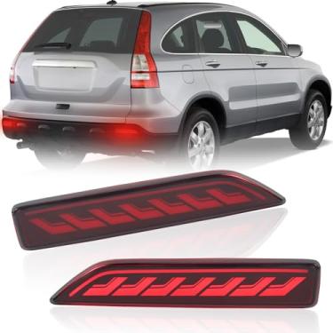 Imagem de Refletores de para-choques traseiros de LED, lâmpadas de luz traseira de freio de neblina compatíveis com Honda CRV CR-V 2007-2009, acabamento de refletor de estoque de reposição OEM 33505SWA A01
