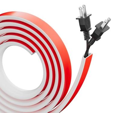 Imagem de GCJUYA Escondedor de cabos para TV montada na parede, capa de cabo de 198 cm para 2 a 3 cabos com abertura lateral, gerenciamento de pista de fio de silicone flexível, organizador de cabos autoadesivo