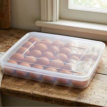 Imagem de Organizador Porta Ovos Com Tampa Dispenser Organizador Para Geladeira 