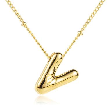 Imagem de Colar com letras douradas e iniciais para mulheres, delicados e fofos, pingente de letra A-Z, presente de aniversário para amigas, colar moderno para mulheres, joias de praia 2025, Zinco, Sem Pedra